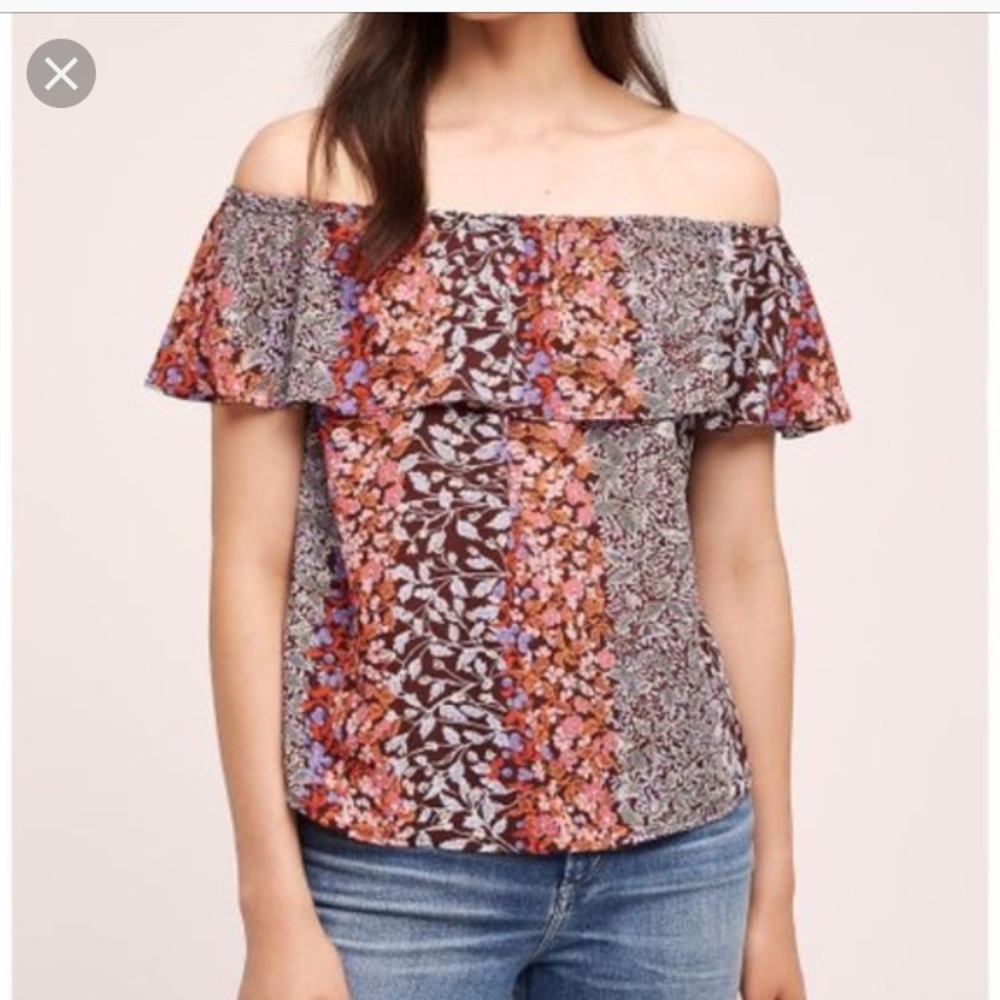 Anthropologie Maeve Floral Off The Shoulder Blouse